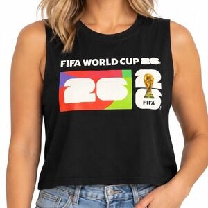 FIFA World Cup 26 Tank Top Unisex XXL Black Cropped Modified Graphic Soccer Tee